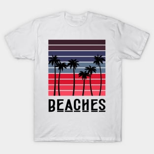 minimalistic pink summer palm tree beach T-Shirt